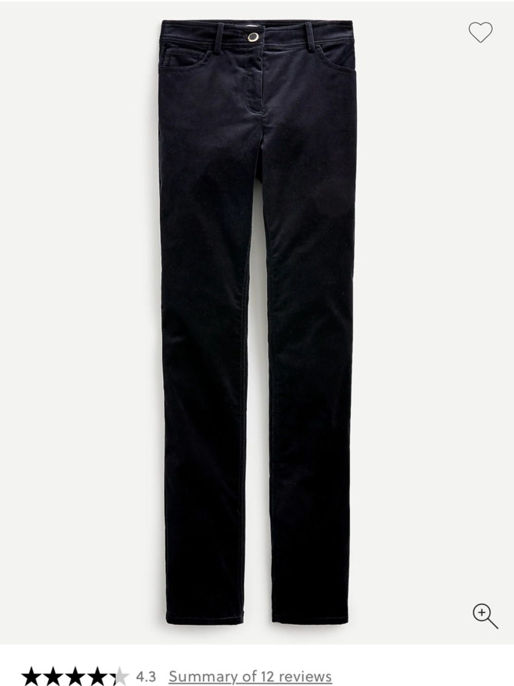 J. Crew  Velvet Black High-Rise Slim Straight Jeans